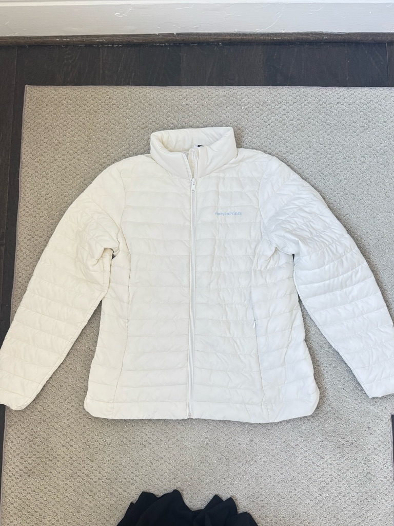 Vineyard Vines Cream Lightweight Quilted Puffer Jacket Nwt Women’s Medium